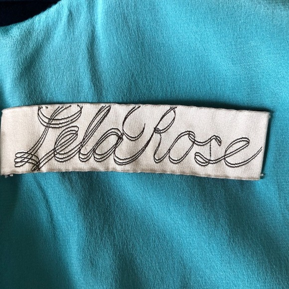 Lela Rose Silk Dress Size 10 Sleeveless Sheath Blue Green Abstract Cocktail - Picture 4 of 16